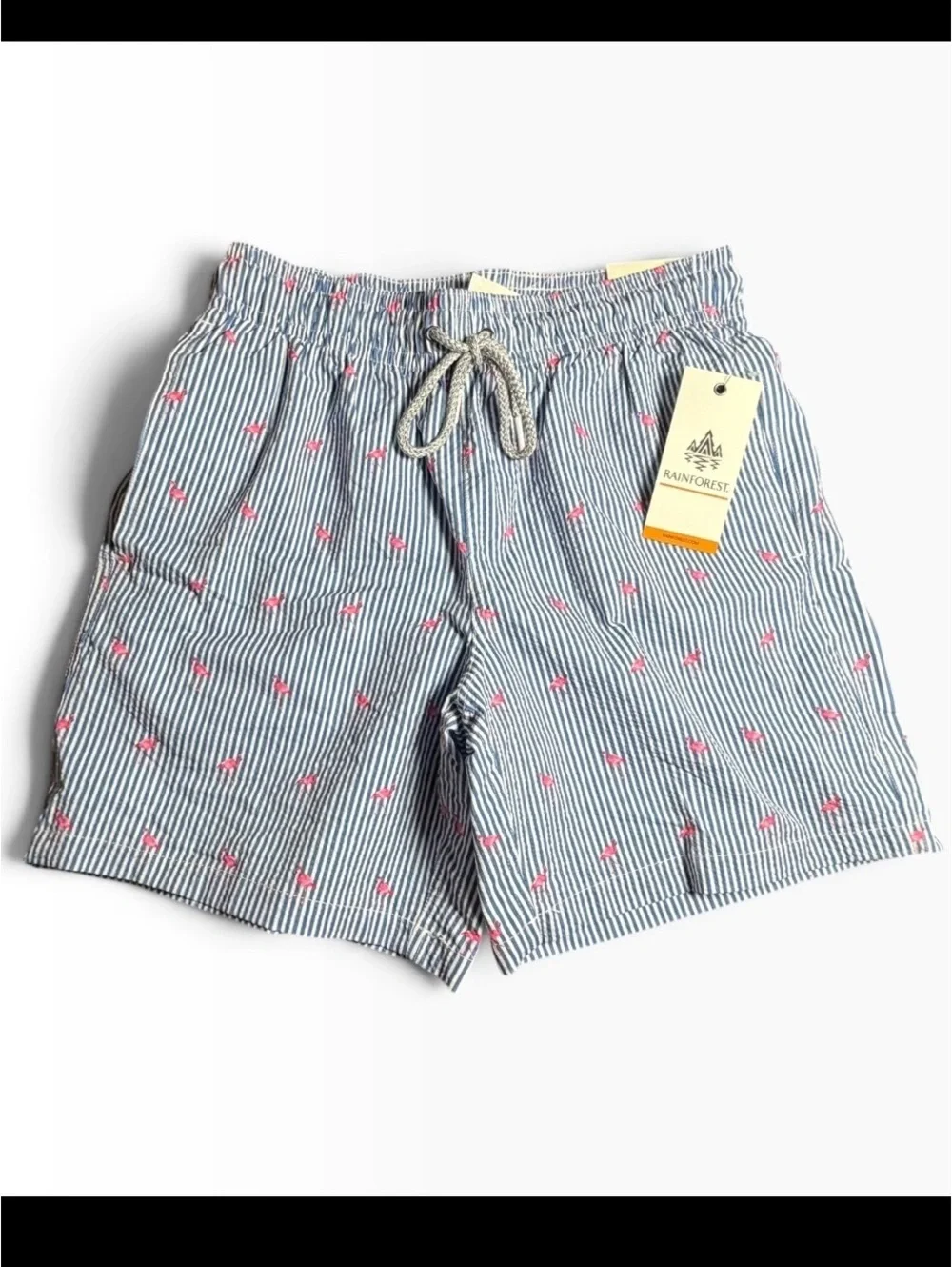 RAINFOREST flamingo vertical stripes comfort liner swim beach trunks shorts $115